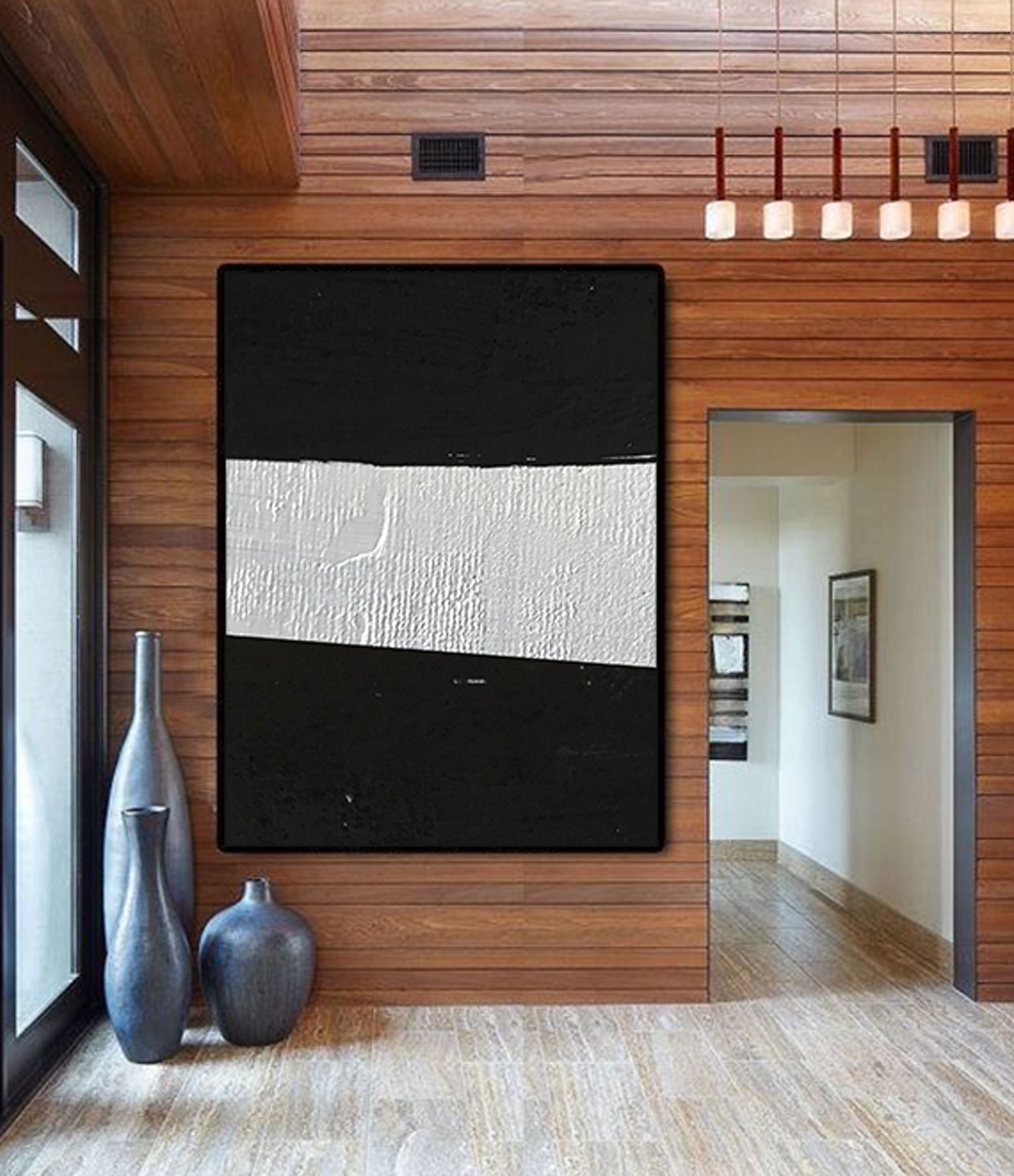 Abstract Painting Extra Large Canvas Art, Black and White Minimal Painting On Canvas, Acrylic and Oil Minimalist Painting - comtemporary room decor