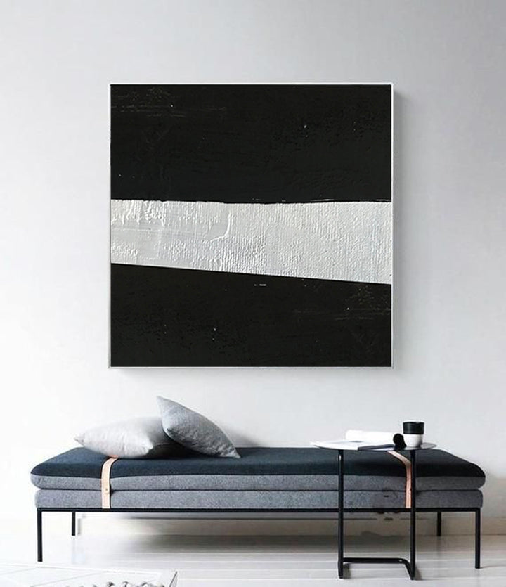 Extra Large Textured Painting On Canvas, Oversized Minimal Black and White Painting, Big Canvas Painting - modern room decor