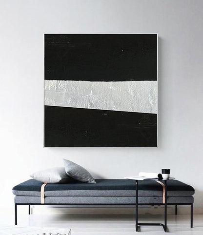 Extra Large Textured Painting On Canvas, Oversized Minimal Black and White Painting, Big Canvas Painting - modern room decor