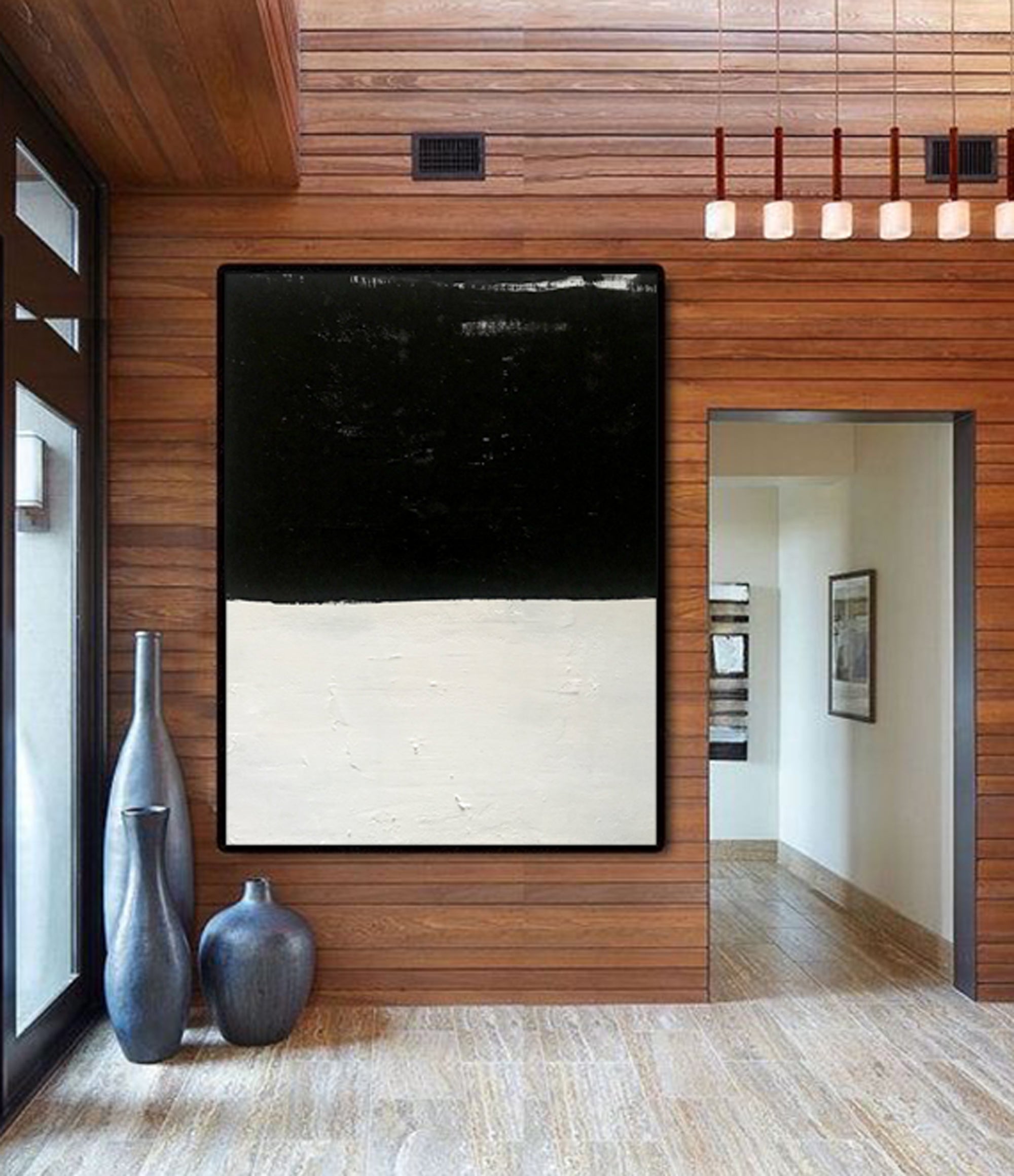Large Abstract Painting Oversized Canvas Art, Black & White Minimal Art - modern decor