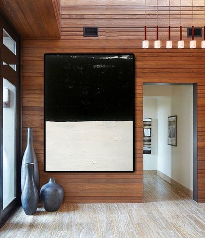 Large Abstract Painting Oversized Canvas Art, Black & White Minimal Art - modern decor