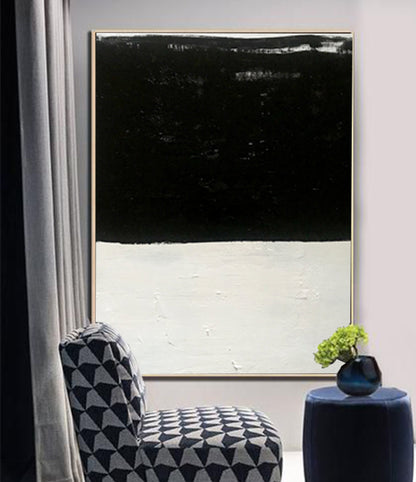 Large Abstract Painting Oversized Canvas Art, Black & White Minimal Art - home art decor
