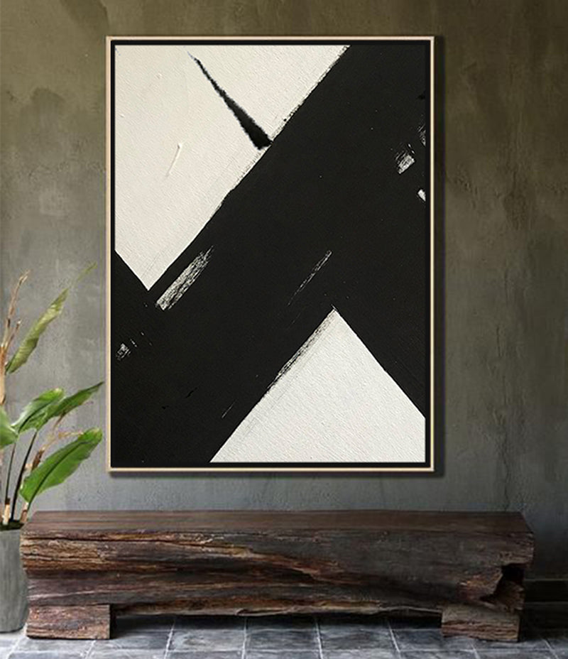 HUGE Abstract Painting Oversized Canvas Art, Black and White Minimal Painting On Canvas, Acrylic and Oil Painting 2