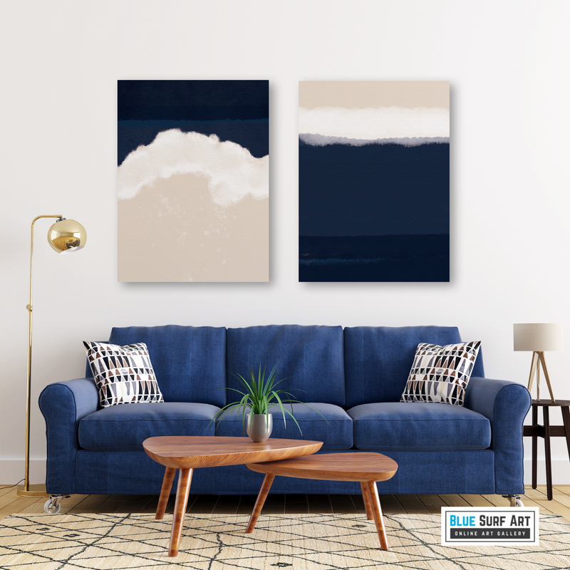 Indigo Ocean Canvas Art Print. Wall Art, Home Decor I Blue Surf Art 