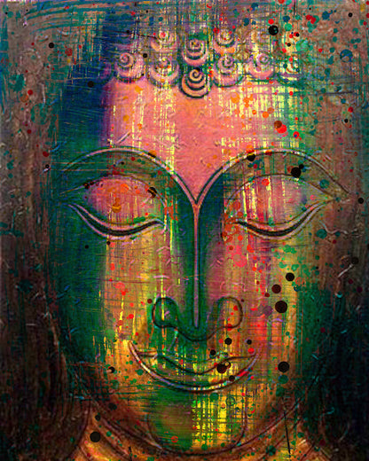 Multi Colour Abstract Buddha Portrait Wall Art