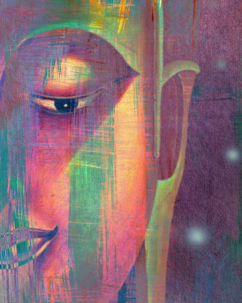 Multi Colour Buddha Portrait in Abstract Style