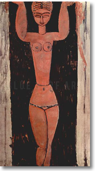 "Standing Caryatid 1913" by Amedeo Modigliani, reproduce in oil painting on canvas