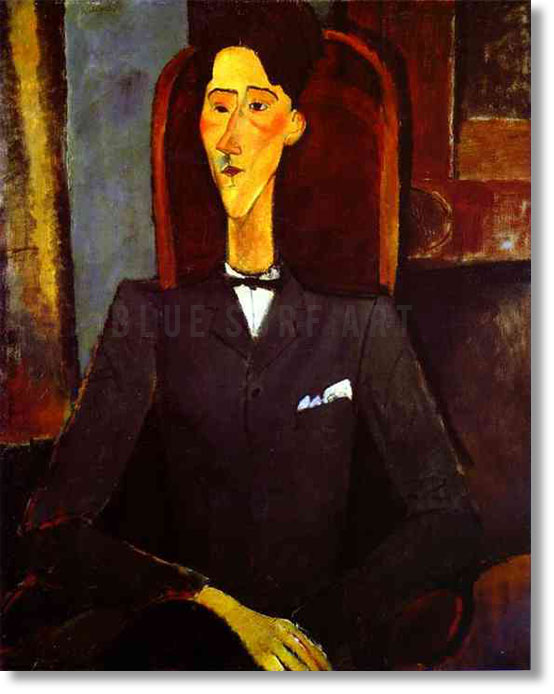 "Portrait of Jean Cocteau" by Amedeo Modigliani reproduction, in oil painting on canvas