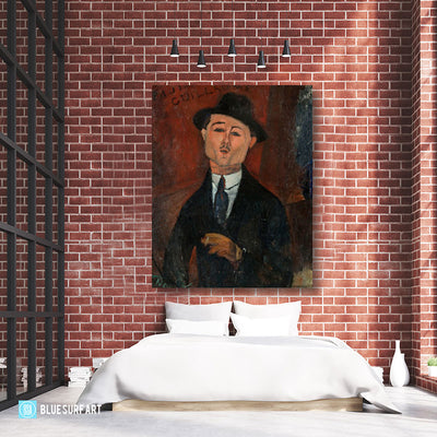 Portrait of Paul Guillaume painting by Amedeo Modigliani reproduction, in oil painting on canvas - bedroom showcase