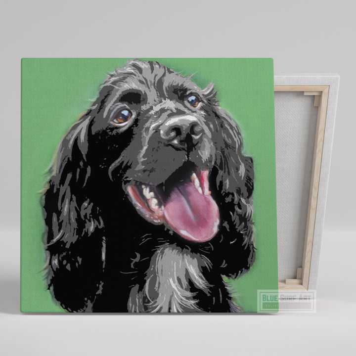 American Cocker Spaniel Wall Art Dog Puppy Original Oil on Canvas Painting by Blue Surf Art- 1