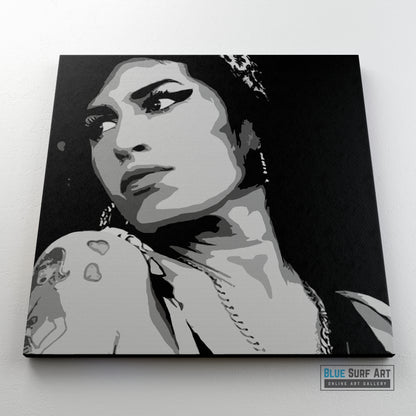 Amy Winehouse Wall Art Original Oil Painting on Canvas by Blue Surf Art 
