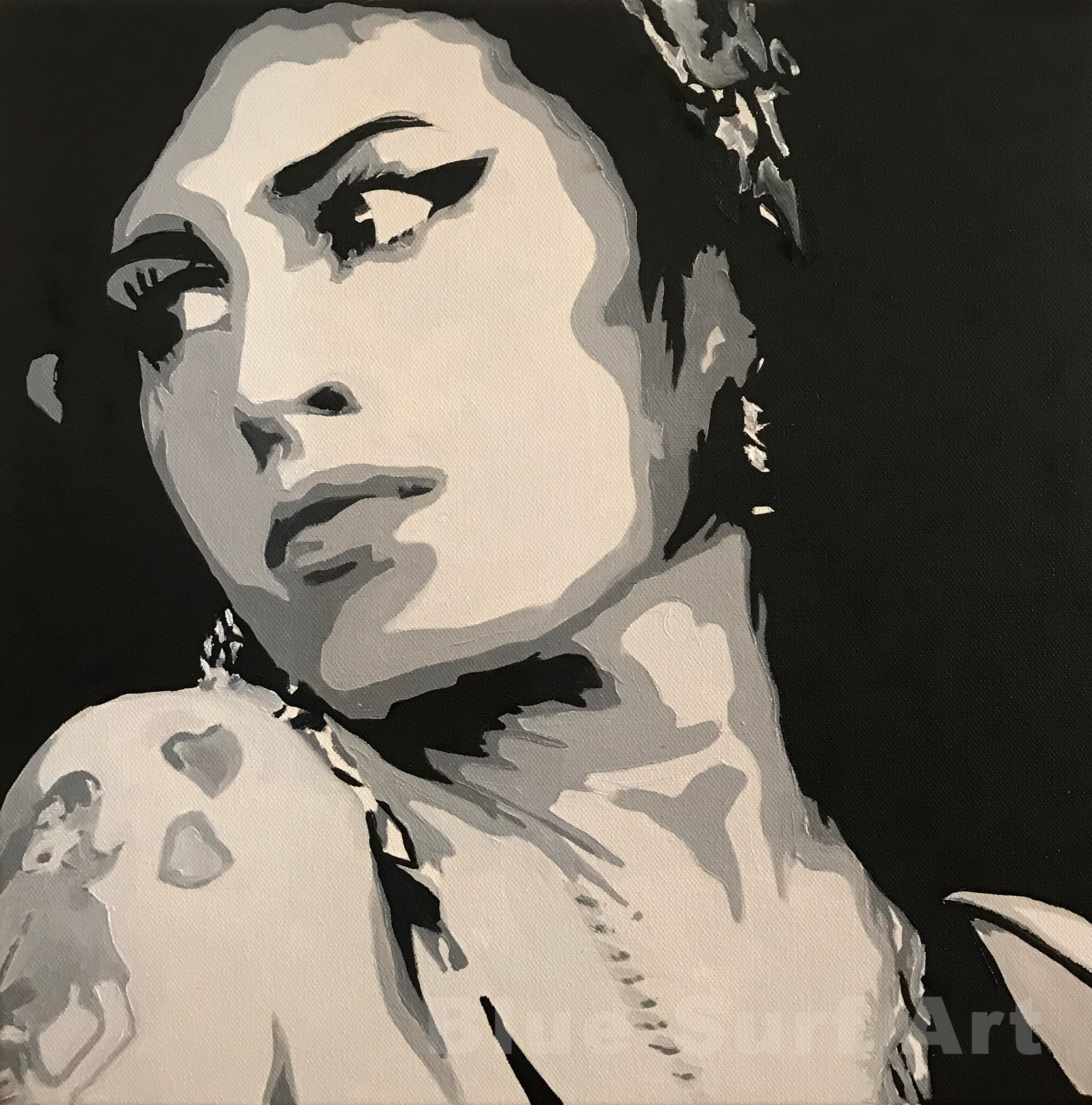 Amy Winehouse Wall Art Original Oil Painting on Canvas by Blue Surf Art 