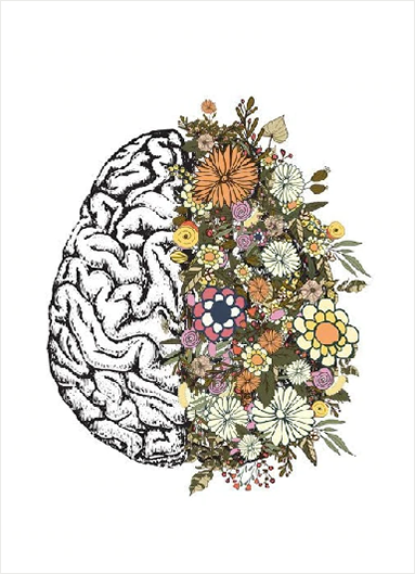 Vintage Anatomy Floral Brain