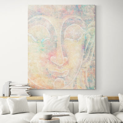 Pastel Colour Buddha Wall Art, Asian Canvas Art Painting - living room