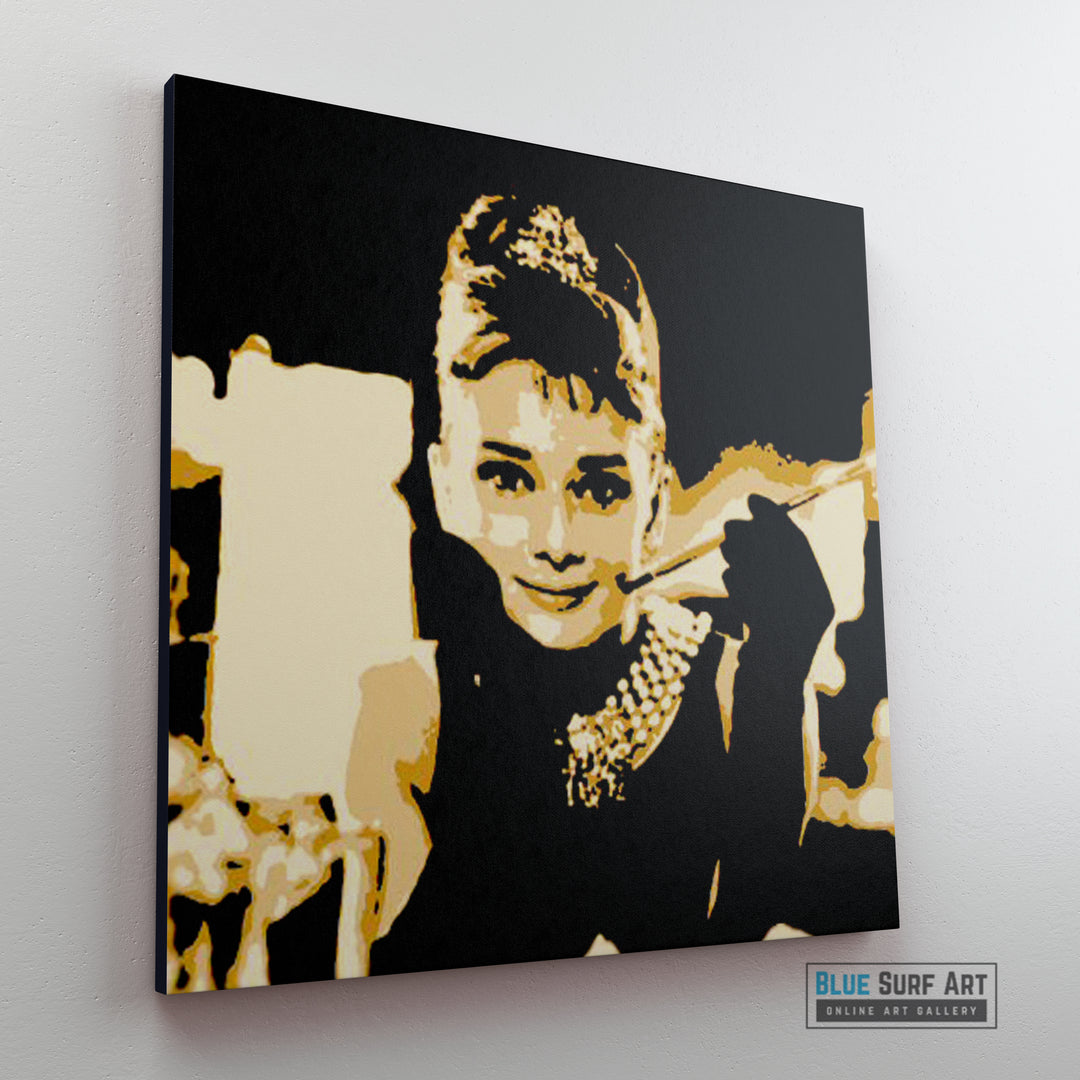 Breakfast at Tiffany Audrey Hepburn Wall Art Home Decor, 100% Oil Painting on Canvas -1