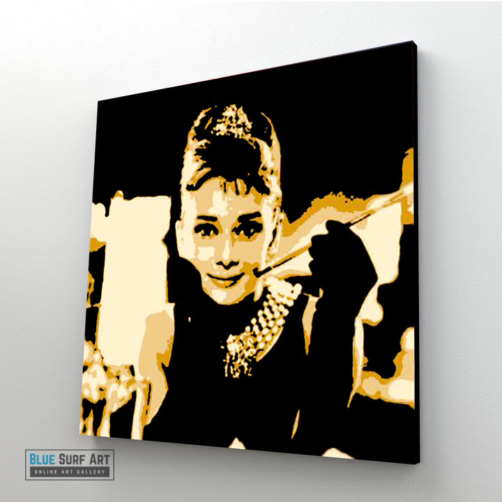 Breakfast at Tiffany Audrey Hepburn Wall Art Home Decor, 100% Oil Painting on Canvas - 3