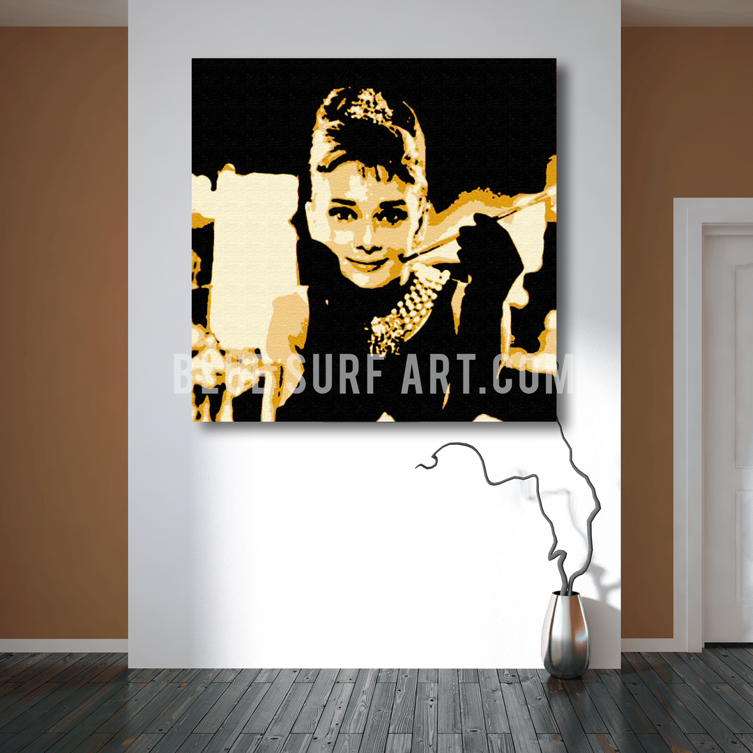 Breakfast at Tiffany Audrey Hepburn Wall Art Home Decor, 100% Oil Painting on Canvas - 4