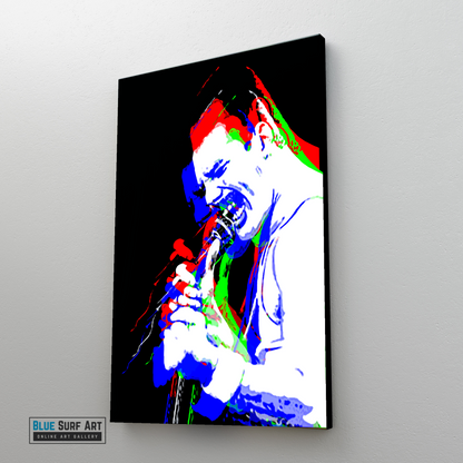 Queen, Freddie Mercury, Wall Art, Painting, Queen Freddie on Stage Signing Painting, Queen UK Band Prints, Queen Original Oil Art