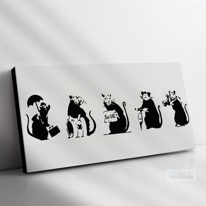 Banksy Five Mouse Animal Street Art Banksy Wall Art Original Handmade Art