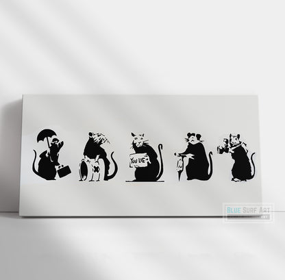Banksy Five Mouse Animal Street Art Banksy Wall Art Original Handmade Art