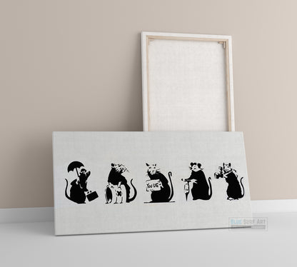 Banksy Five Mouse Animal Street Art Banksy Wall Art Original Handmade Art