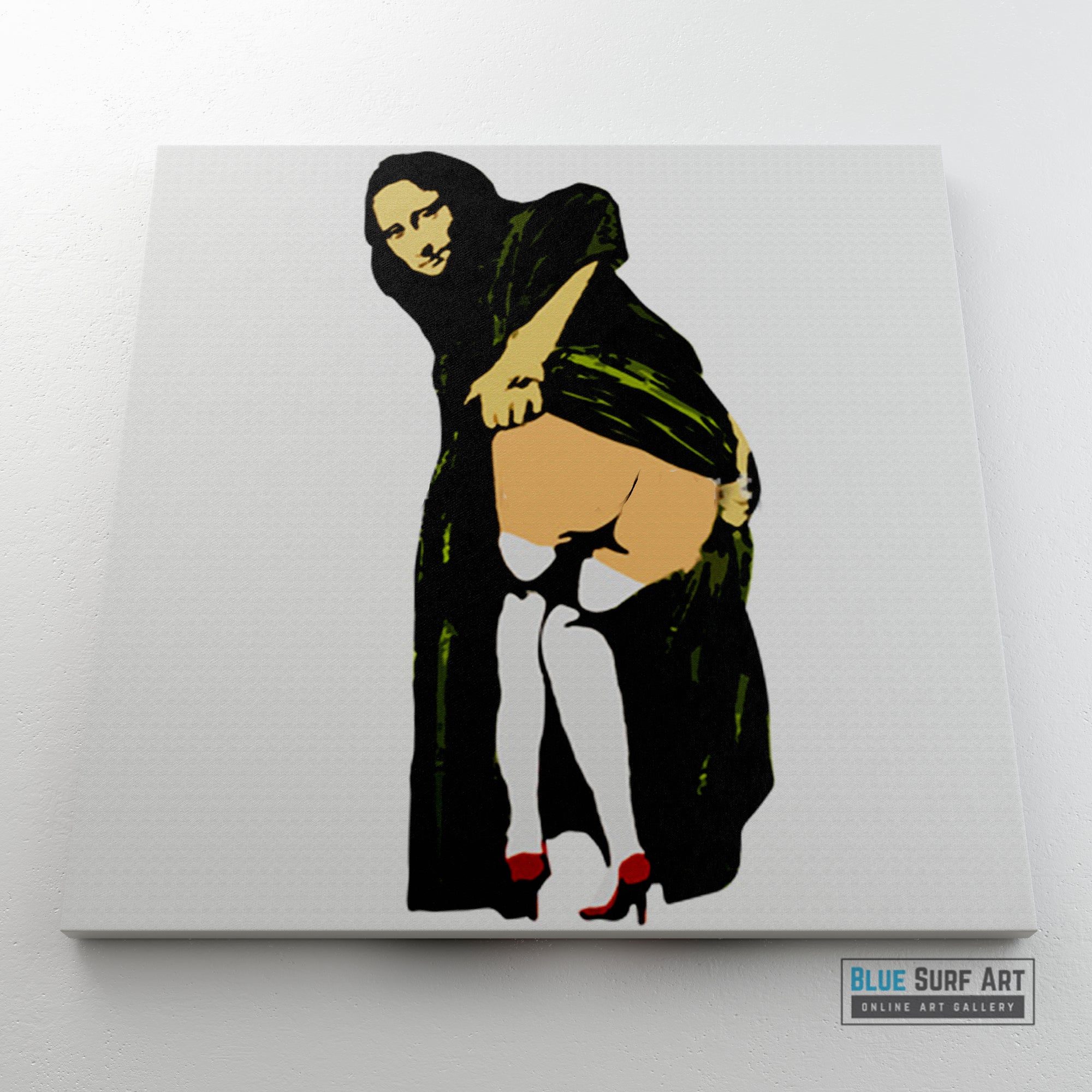 Banksy Mona Lisa Mooning, Banksy Canvas Art, Banksy Wall Art Painting, Handmade Painting