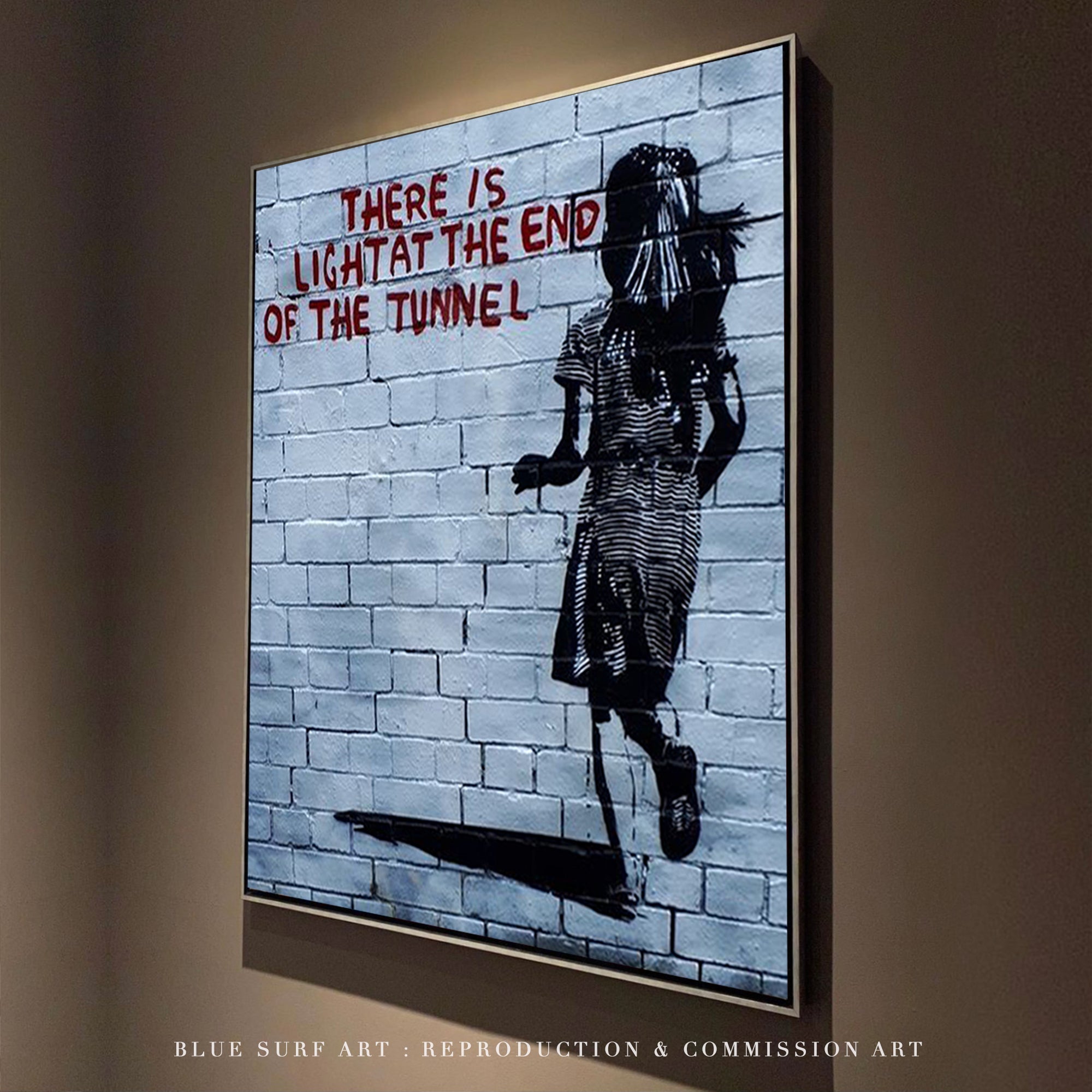 Banksy There Is Light At The End Of The Tunnel Street Art Handmade Oil on Canvas  7