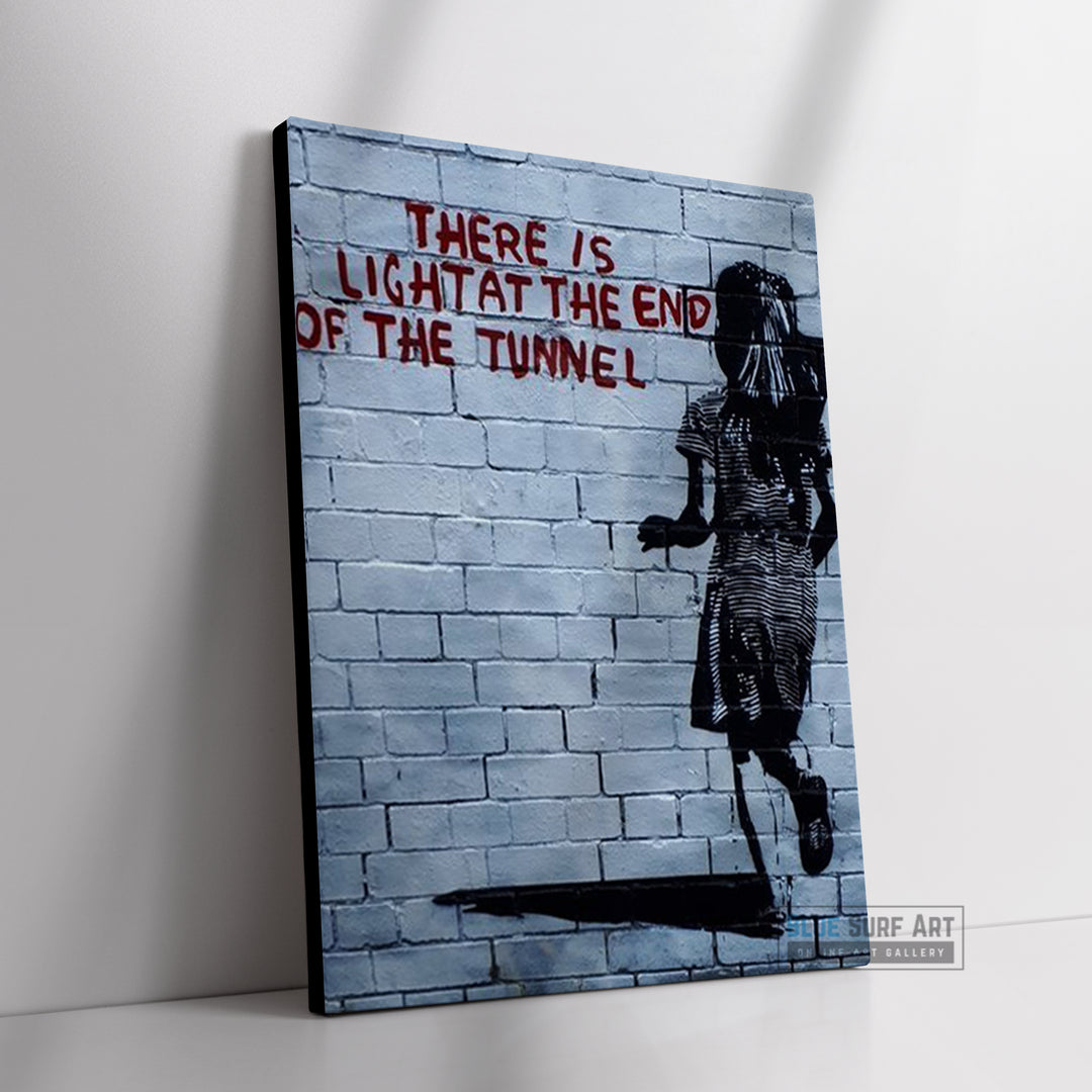 Banksy There Is Light At The End Of The Tunnel Street Art Handmade Oil on Canvas  4