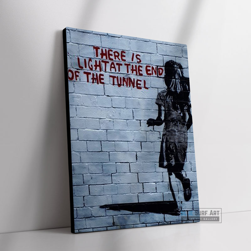 Banksy There Is Light At The End Of The Tunnel Street Art Handmade Oil on Canvas  4