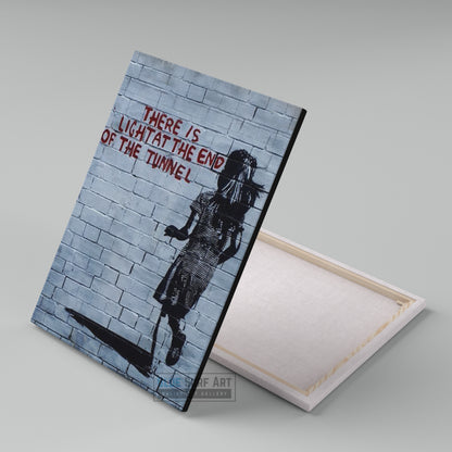 Banksy There Is Light At The End Of The Tunnel Street Art Handmade Oil on Canvas  5