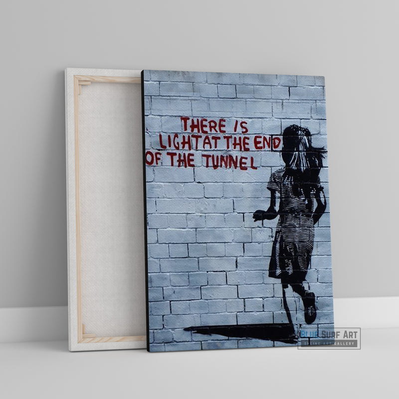 Banksy There Is Light At The End Of The Tunnel Street Art Handmade Oil on Canvas  1