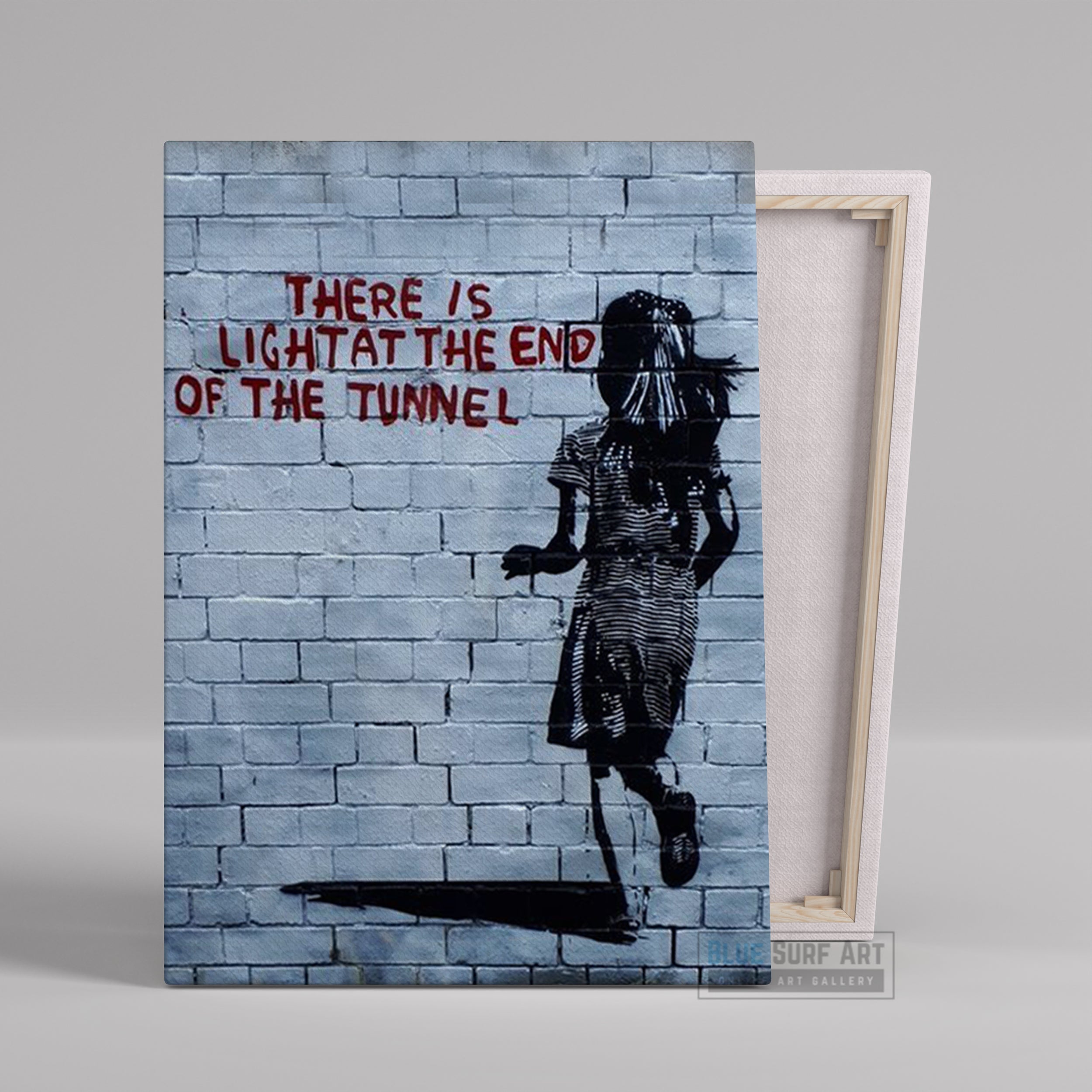Banksy There Is Light At The End Of The Tunnel Street Art Handmade Oil on Canvas 