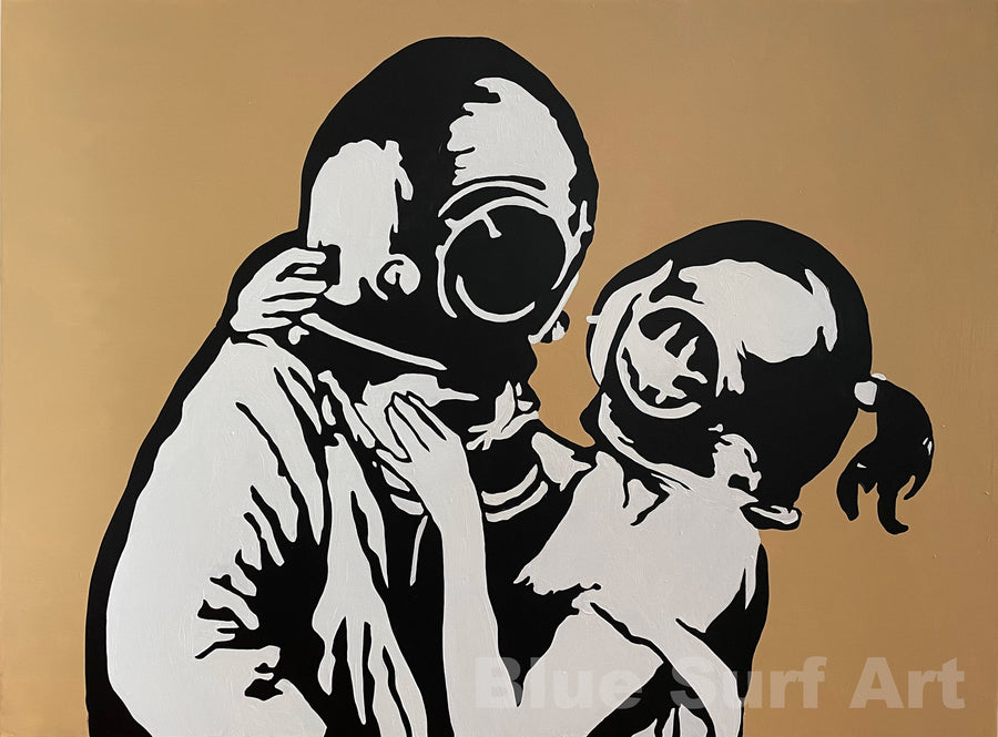 Think Tank Banksy Art, Graffiti Original Handmade Art, Banksy Street Art Painting