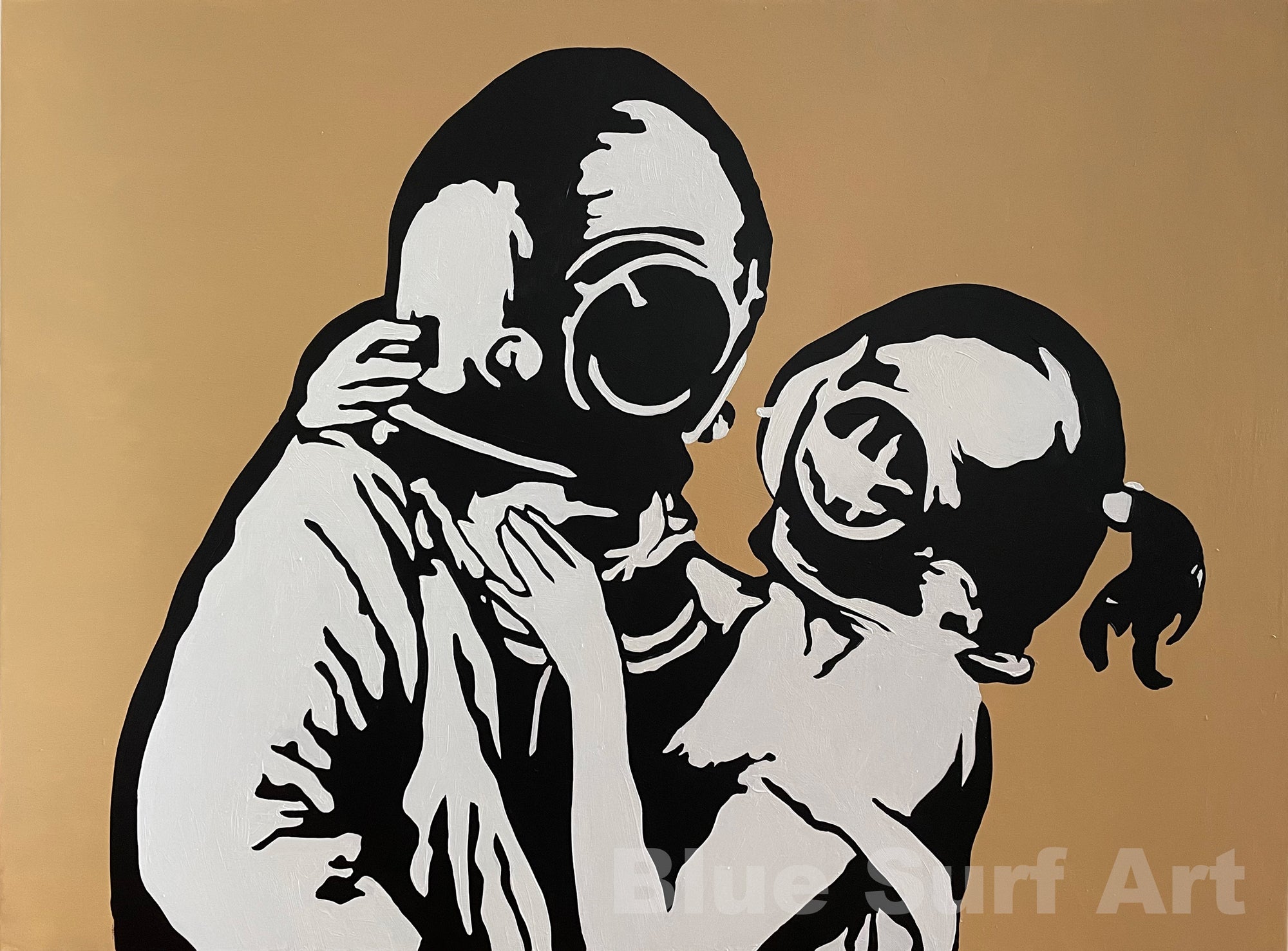 Think Tank Banksy Art, Graffiti Original Handmade Art, Banksy Street Art Painting