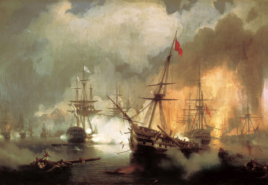 Battle of Navarino by Ivan Aivazovsky Reproduction Painting by Blue Surf Art