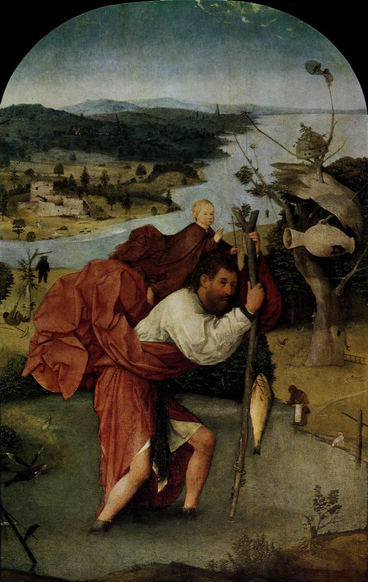 Saint Christopher Carrying the Christ Child by Hieronymus Bosch I Blue Surf Art