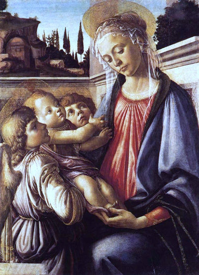 Madonna and Child and Two Angels by Sandro Botticelli I Blue Surf Art