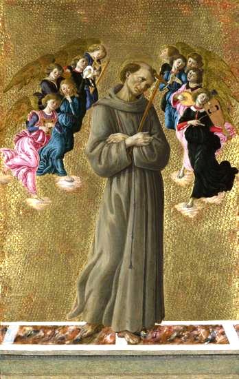 Saint Francis of Assisi with Angels by Sandro Botticelli I Blue Surf Art
