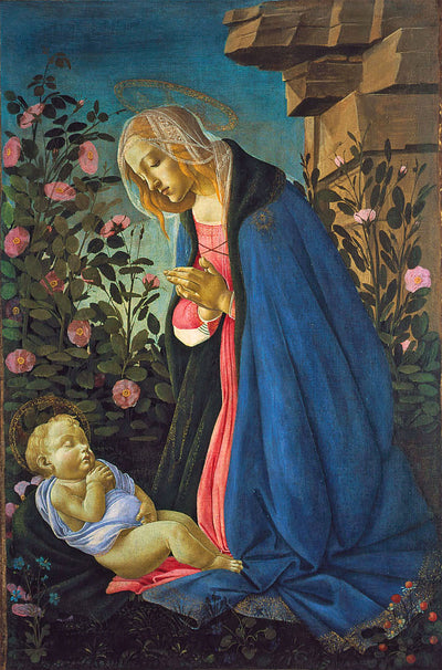 The Virgin Adoring the Sleeping Christ Child by Sandro Botticelli I Blue Surf Art