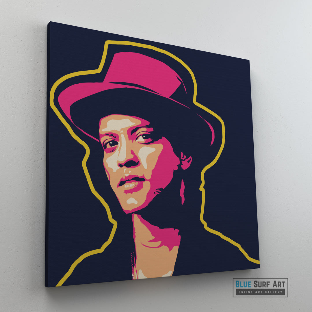 Bruno Mars Canvas Pop Art Oil Painting - side way preview