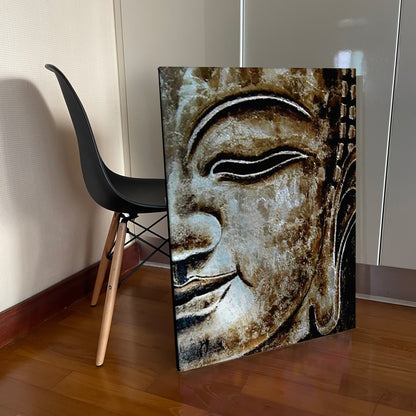 Buddha Portrait Oil Painting on Canvas Extra Texture