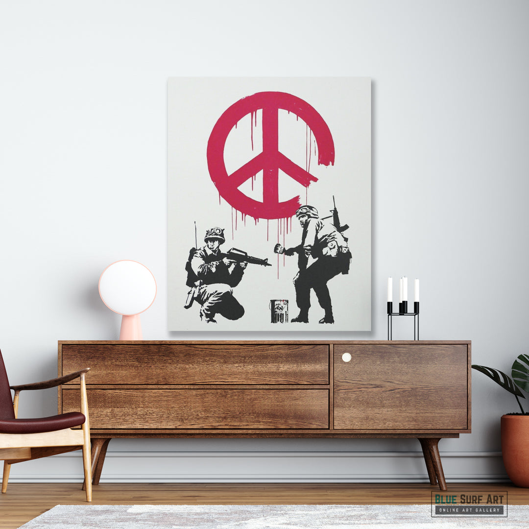 Banksy CND Soldiers, 2005, banksy wall art canvas painting 