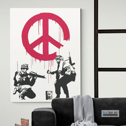 Banksy CND Soldiers, 2005, banksy wall art canvas painting 