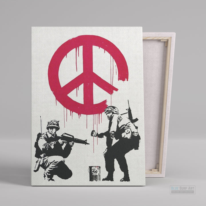 Banksy CND Soldiers, 2005, banksy wall art canvas painting 