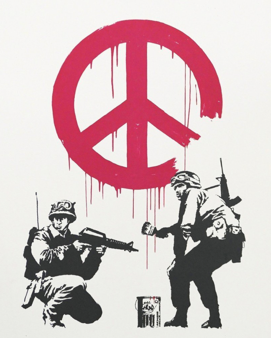 Banksy CND Soldiers, 2005, banksy wall art canvas painting 