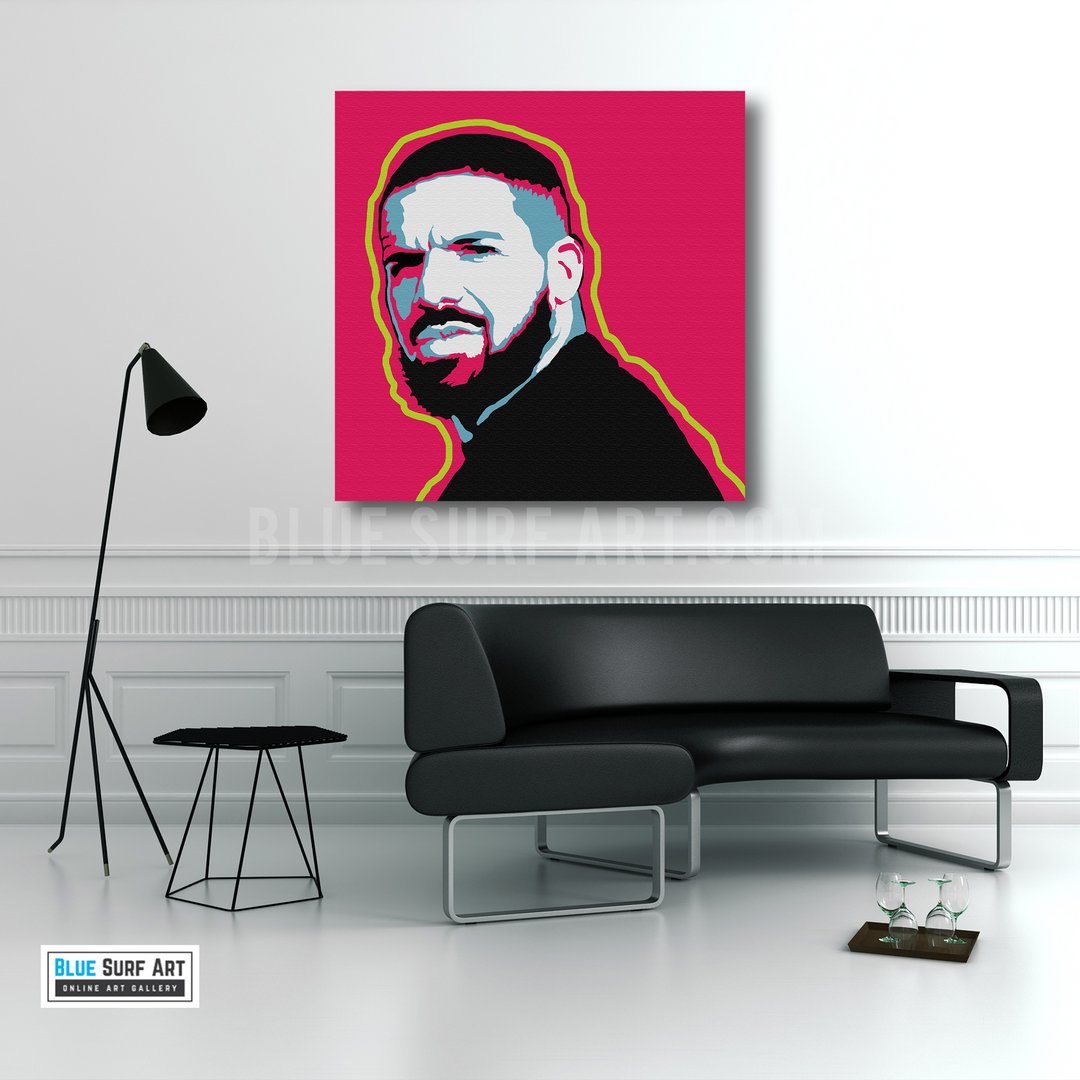 Drake Canvas Art Painting, Rapper Wall Art Oil Painting - Living room showcase