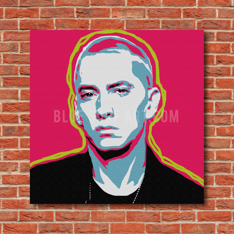 Eminem Canvas Art Painting on red bricks wall