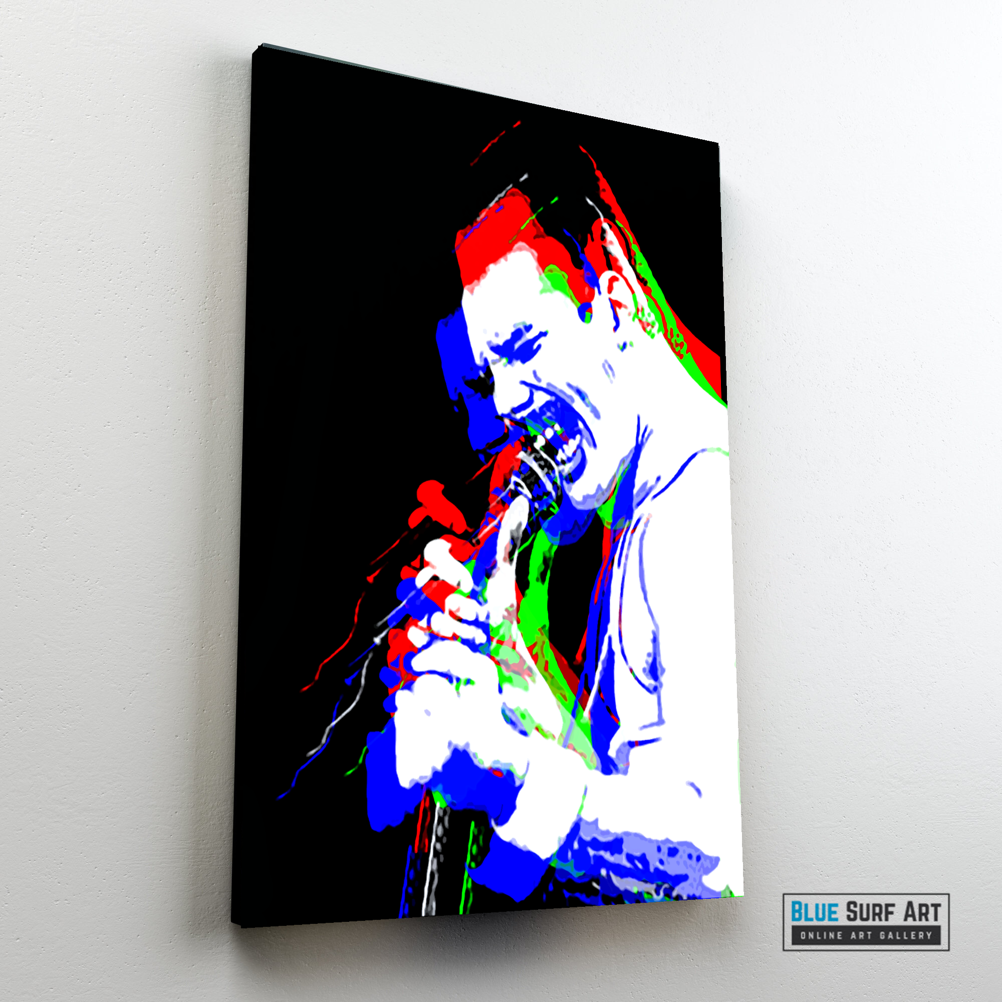 Queen, Freddie Mercury, Wall Art, Painting, Queen Freddie on Stage Signing Painting, Queen UK Band Prints, Queen Original Oil Art