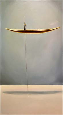 The Golden Boat Art Print, Wall art, Asian art
