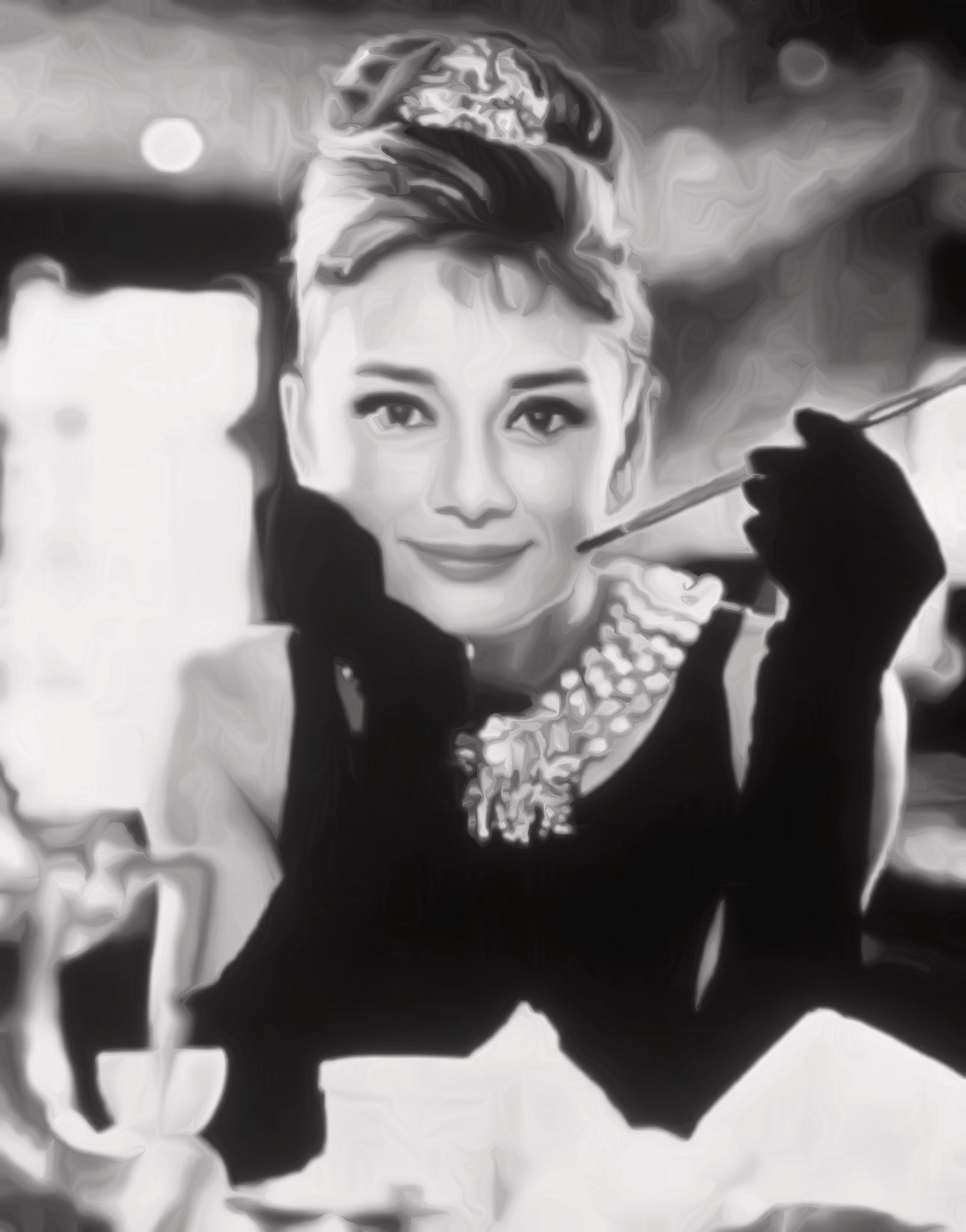 Audrey Hepburn Breakfast at Tiffany's Fine Art Painting 100% Handmade